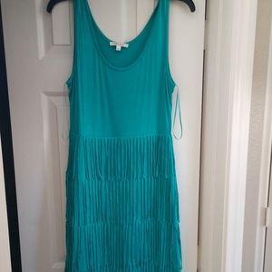Size Large T-shirt dress with fabric fringe